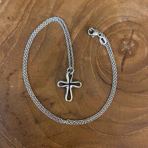 RETIRED James Avery Open Cross Necklace, 16", Sterling Silver